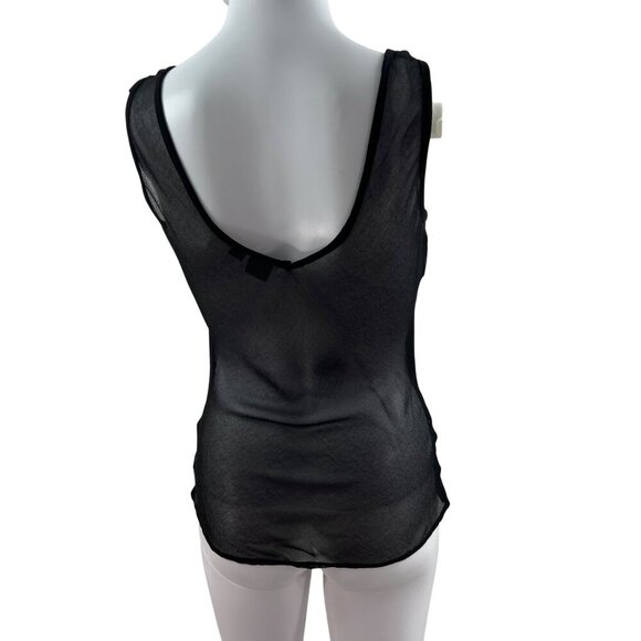 Y2K  Womens 8 Sheer Black Top Sequin Embellishment Tank By TU Artsy Fairy Goth - Picture 3 of 9
